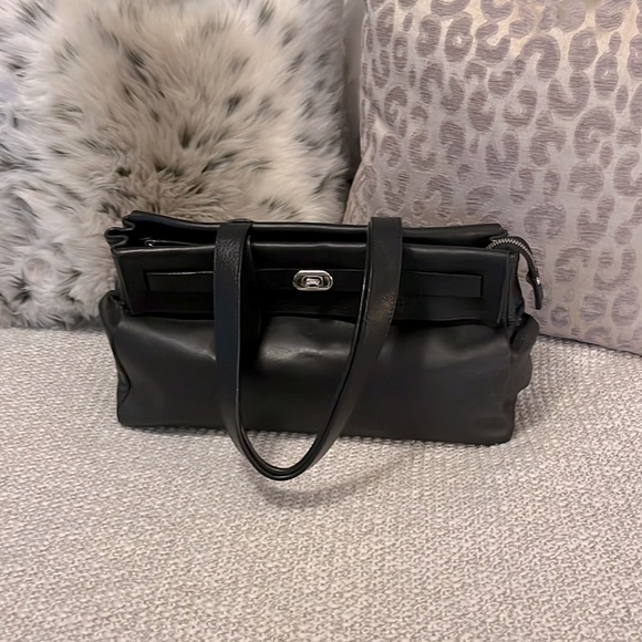 Tanna Tannar Black Soft Neutral Leather Satchel Shoulder Bag Purse - Picture 4 of 12